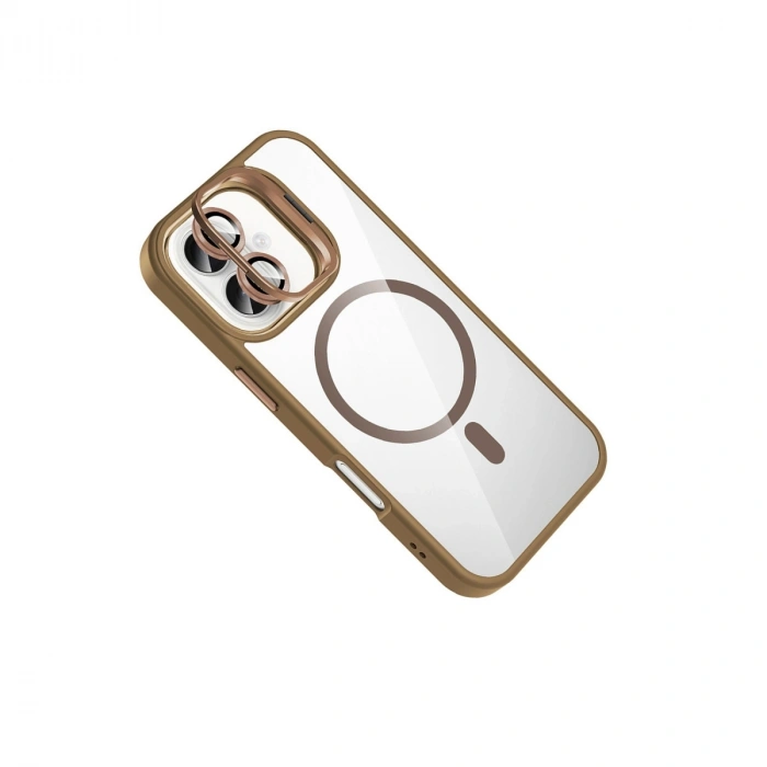 Joko Apple İphone 17 Remim Lensli Magsafe Standlı Kapak - Kahverengi