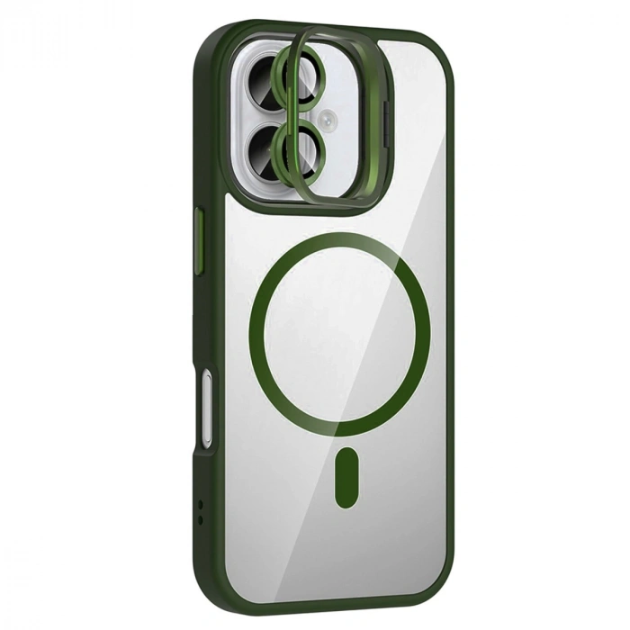Joko Apple İphone 17 Remim Lensli Magsafe Standlı Kapak - Koyu Yeşil