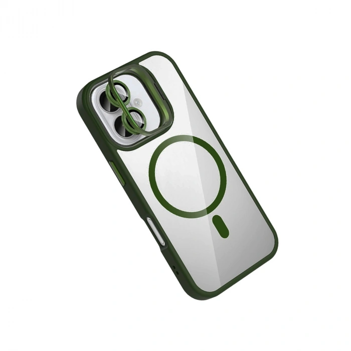 Joko Apple İphone 17 Remim Lensli Magsafe Standlı Kapak - Koyu Yeşil