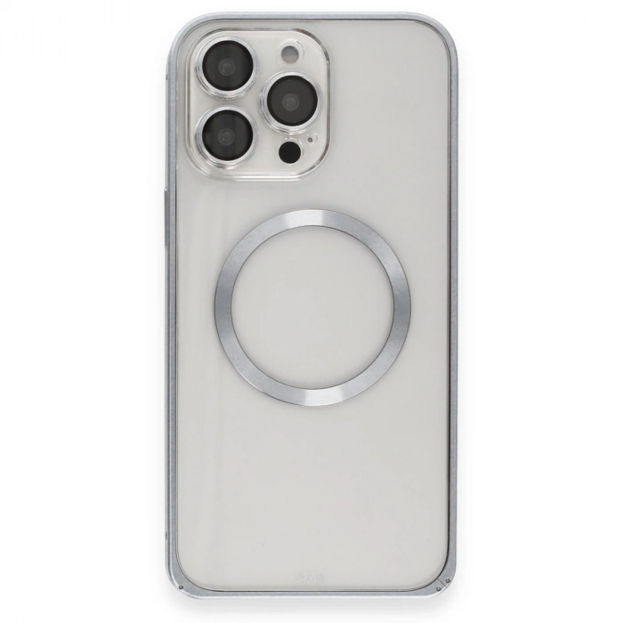 Joko İphone 15 Pro Kılıf Metal Bumper Magneticsafe Kapak - Gri