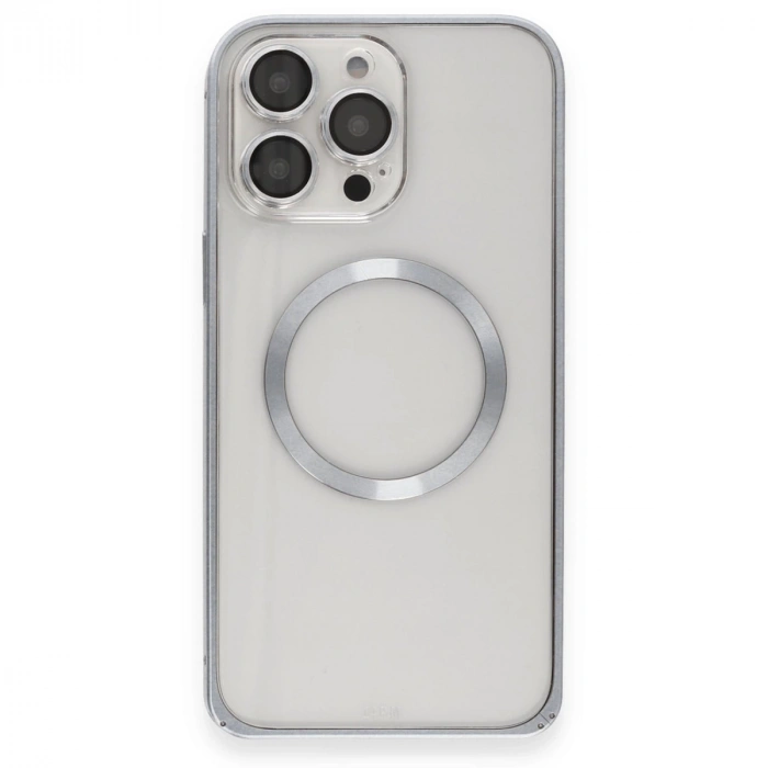Joko İphone 15 Pro Kılıf Metal Bumper Magneticsafe Kapak - Gri