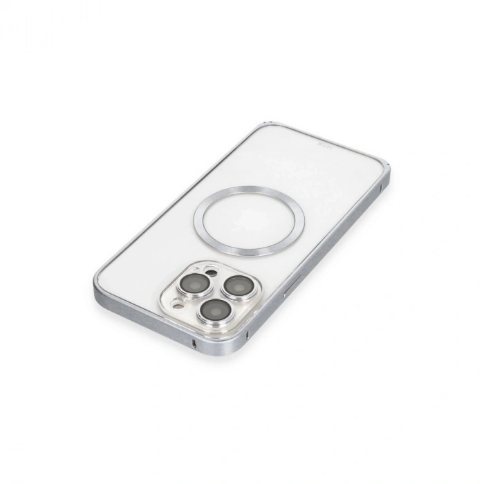 Joko İphone 15 Pro Max Kılıf Metal Bumper Magneticsafe Kapak - Gri