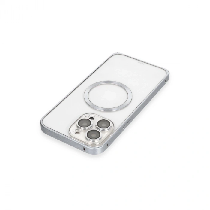 Joko İphone 15 Pro Max Kılıf Metal Bumper Magneticsafe Kapak - Gri