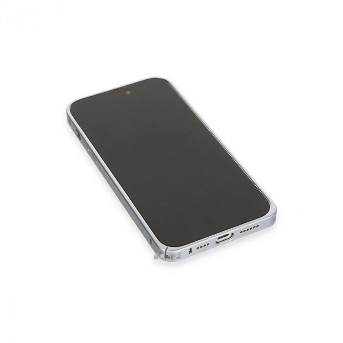 Joko İphone 15 Pro Max Metal Bumper Mat Kapak - Gri