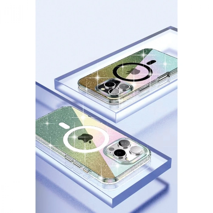 Joko İphone 15 Pro Max Rasasi Simli Magsafe Kapak - Şeffaf