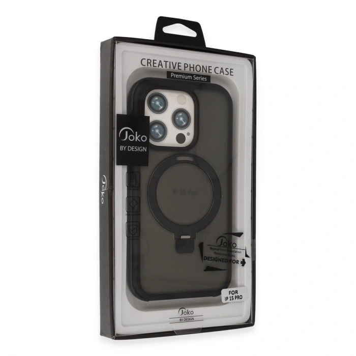 Joko İphone 15 Pro Max Zorda Airbag Magsafe Standlı Kapak - Titan Gri