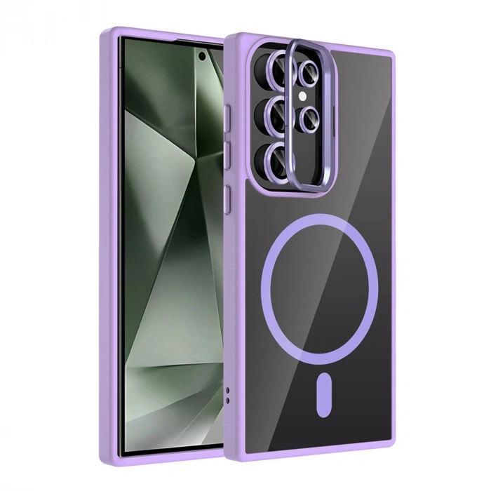 Joko Samsung Galaxy S23 Ultra Remim Lensli Magsafe Standlı Kapak - Lila