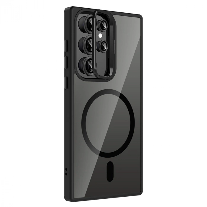 Joko Samsung Galaxy S23 Ultra Remim Lensli Magsafe Standlı Kapak - Siyah
