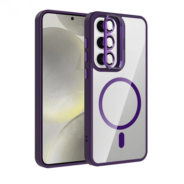 Joko Samsung Galaxy S24 Fe Remim Lensli Magsafe Standlı Kapak - Derin Mor