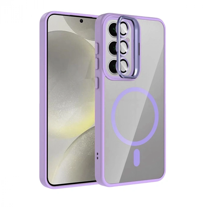 Joko Samsung Galaxy S24 Fe Remim Lensli Magsafe Standlı Kapak - Lila