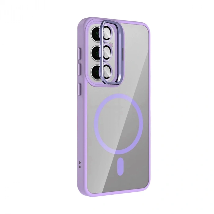Joko Samsung Galaxy S24 Fe Remim Lensli Magsafe Standlı Kapak - Lila
