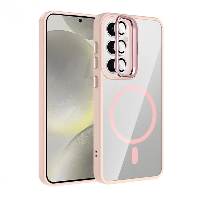 Joko Samsung Galaxy S24 Fe Remim Lensli Magsafe Standlı Kapak - Pembe