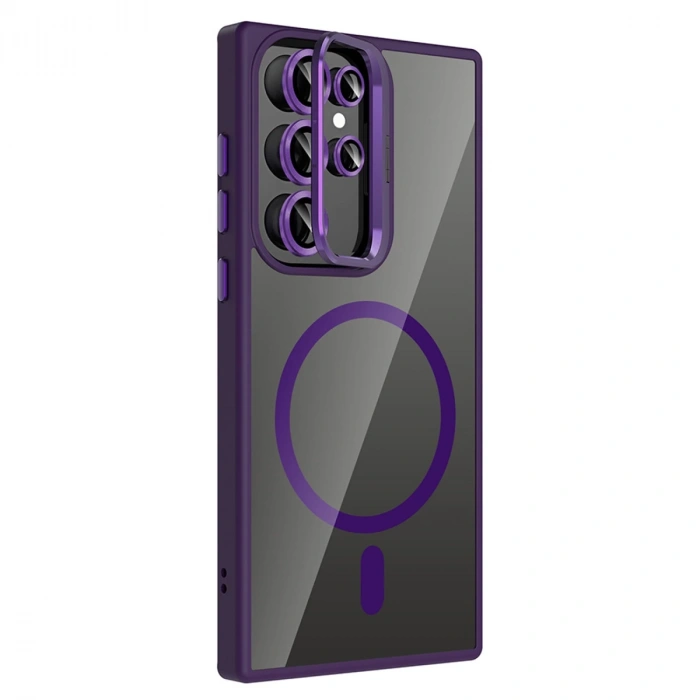 Joko Samsung Galaxy S24 Ultra Remim Lensli Magsafe Standlı Kapak - Derin Mor