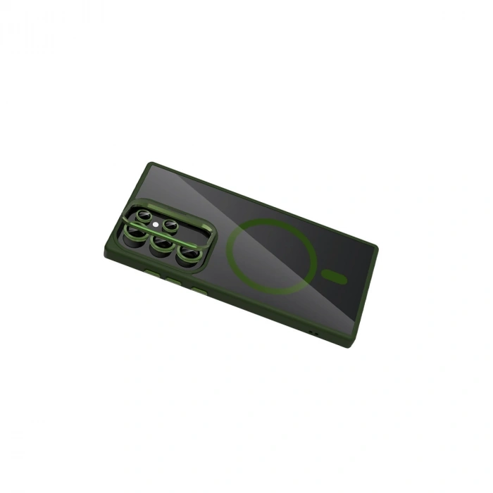 Joko Samsung Galaxy S24 Ultra Remim Lensli Magsafe Standlı Kapak - Koyu Yeşil