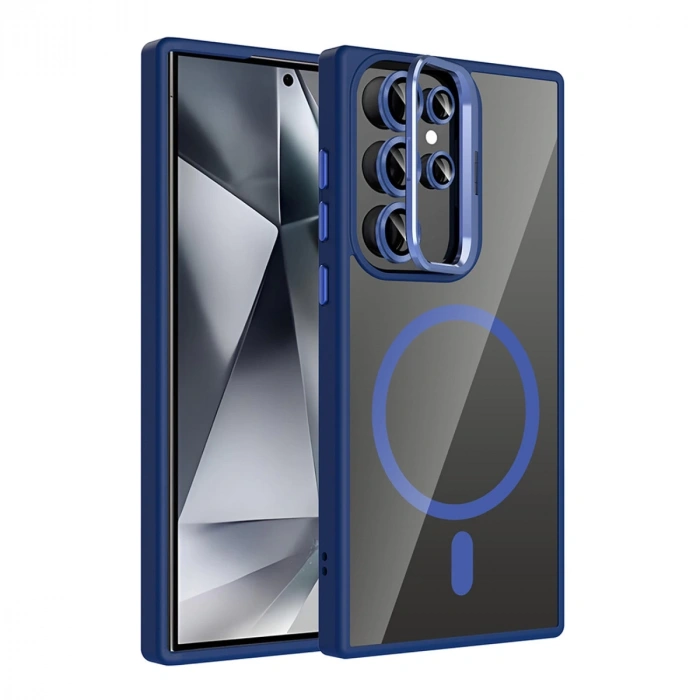 Joko Samsung Galaxy S24 Ultra Remim Lensli Magsafe Standlı Kapak - Lacivert