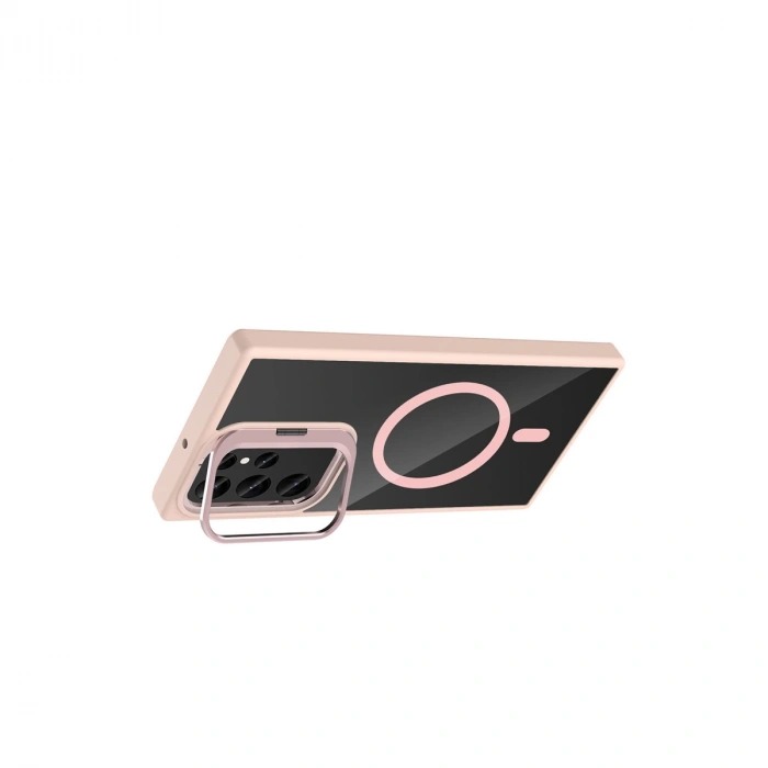 Joko Samsung Galaxy S24 Ultra Remim Lensli Magsafe Standlı Kapak - Pembe