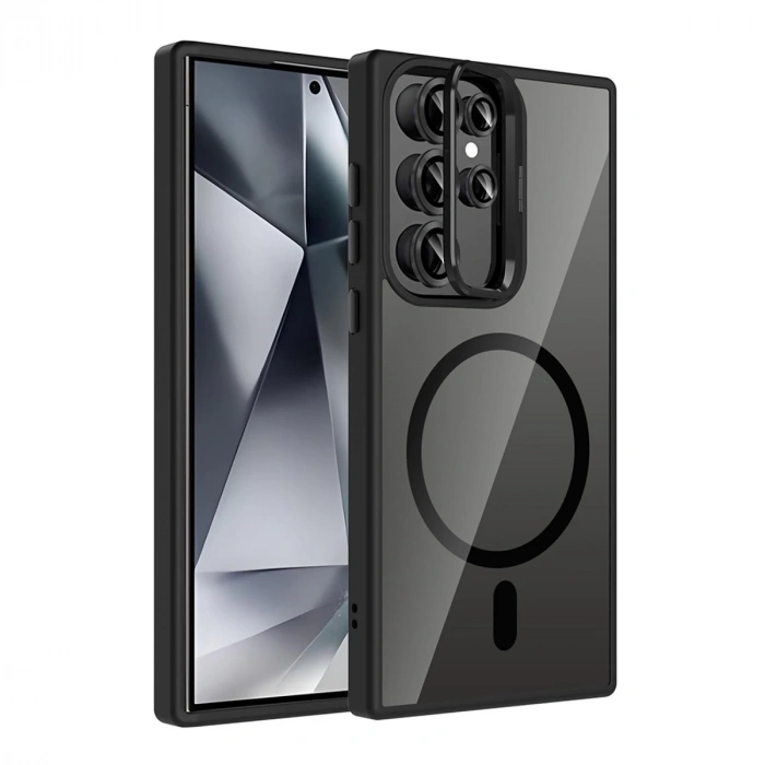 Joko Samsung Galaxy S24 Ultra Remim Lensli Magsafe Standlı Kapak - Siyah