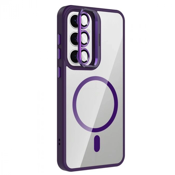 Joko Samsung Galaxy S25 Remim Lensli Magsafe Standlı Kapak - Derin Mor