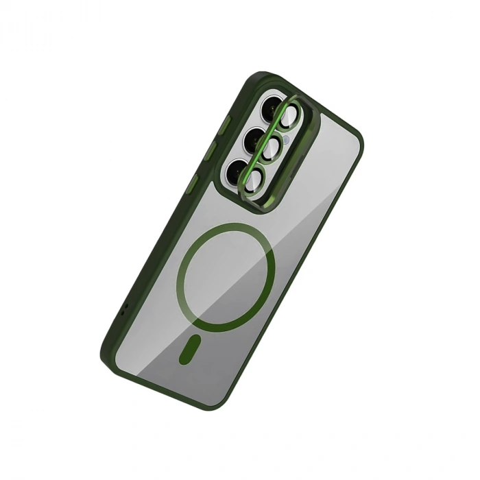 Joko Samsung Galaxy S25 Remim Lensli Magsafe Standlı Kapak - Koyu Yeşil