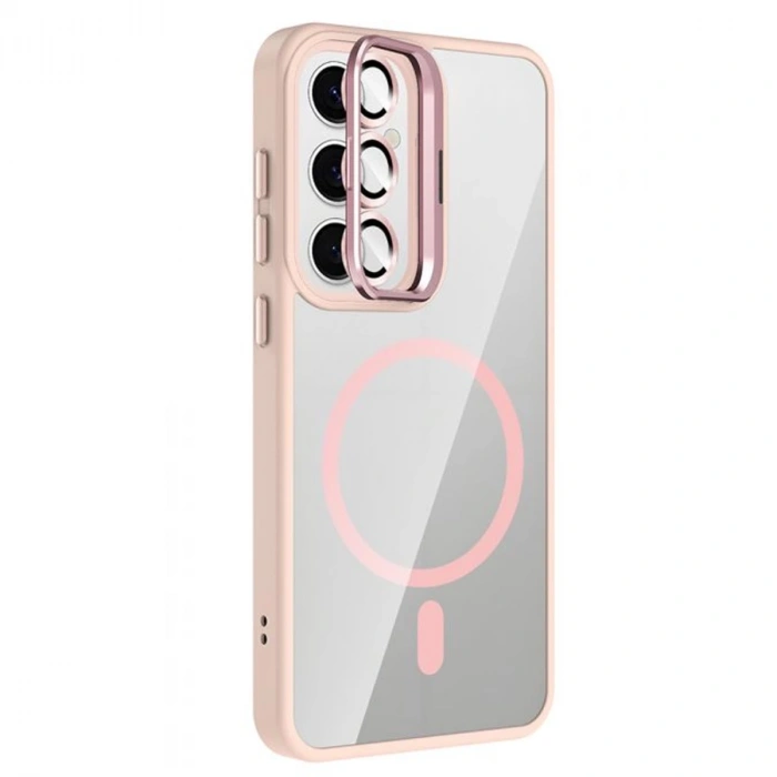 Joko Samsung Galaxy S25 Remim Lensli Magsafe Standlı Kapak - Pembe