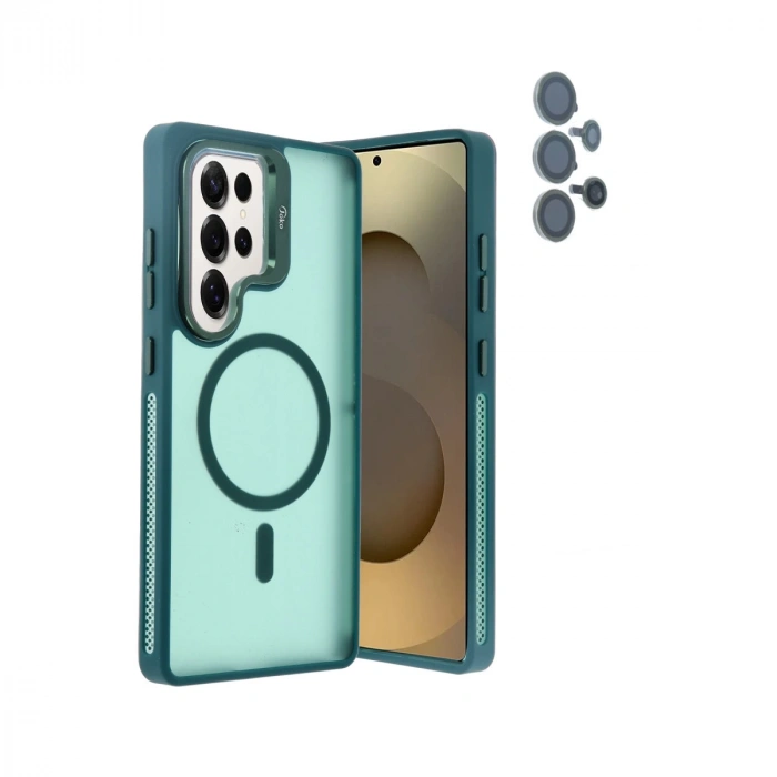 Joko Samsung Galaxy S25 Ultra Flet Lens Magsafe Kapak - Koyu Yeşil