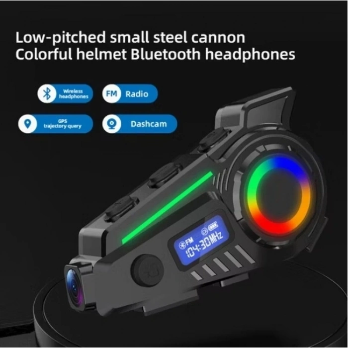 K19 Kameralı Motosiklet Kask Bluetooth Kulaklık Su Geçirmez Intercom Radyolu Hafıza Kartlı