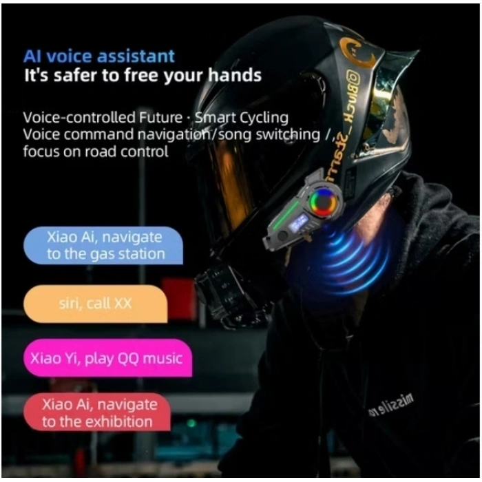 K19 Kameralı Motosiklet Kask Bluetooth Kulaklık Su Geçirmez Intercom Radyolu Hafıza Kartlı