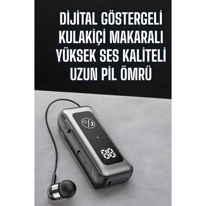 Kablolu Makaralı Bluetooth Kulaklık Uzun Pil Ömrü Dijital Göstergeli