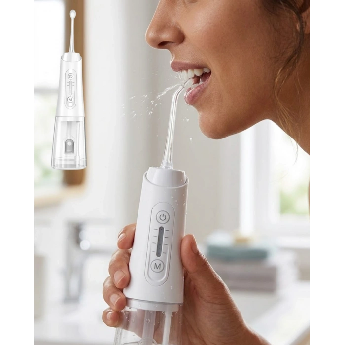 Kablosuz Ağız Duşu 320 Ml Su Tanklı 4 Modlu 5 Başlıklı Temizlik Cihazı
