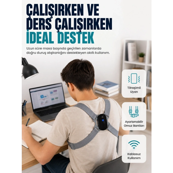 Kablosuz Akıllı Dik Duruş Aparatı Titreşim Hatırlatma Özellikli Destekleyici