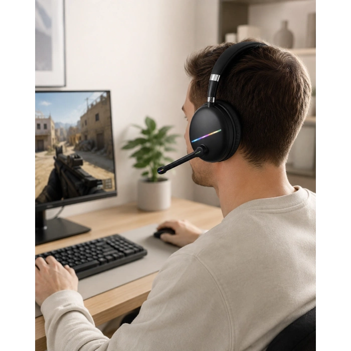 Kablosuz Bluetooth 5.0 Kulaklık Rgb Işıklı Tasarım