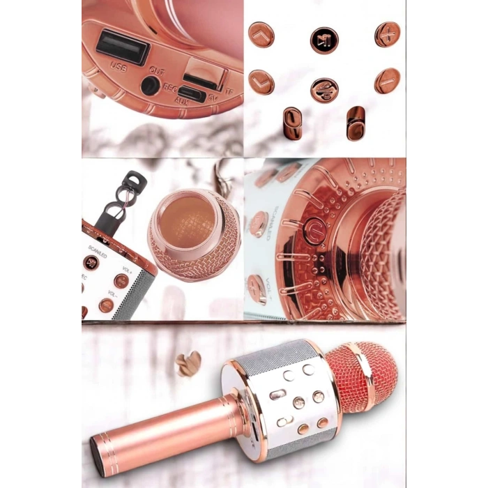 Kablosuz Bluetooth Karaoke Mikrofon Usb Ve Aux Girişli, Yüksek Ses Kalitesi