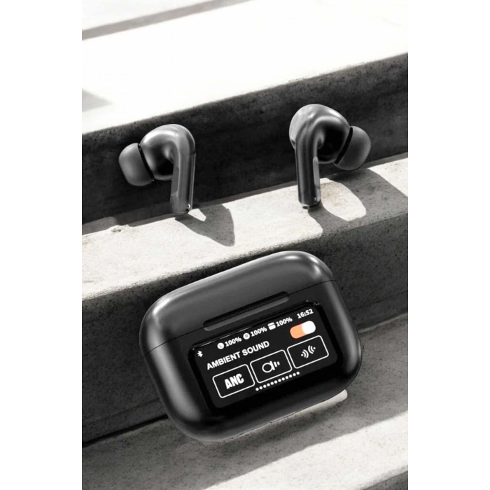 Kablosuz Bluetooth Kulaklık Ekranlı Uzun Şarj Süreli Anc Destekli