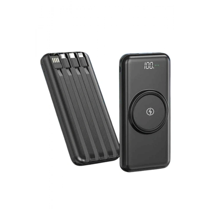 Kablosuz Çoklu Şarj Girişli 10.000 Mah Kablolu Powerbank Taşınabilir