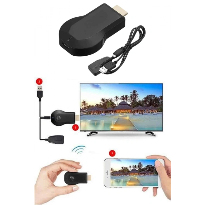 Kablosuz Hdmı Ses Ve Görüntü Aktarıcı Kolay Taşınabilir Yüksek Çözünürlüklü