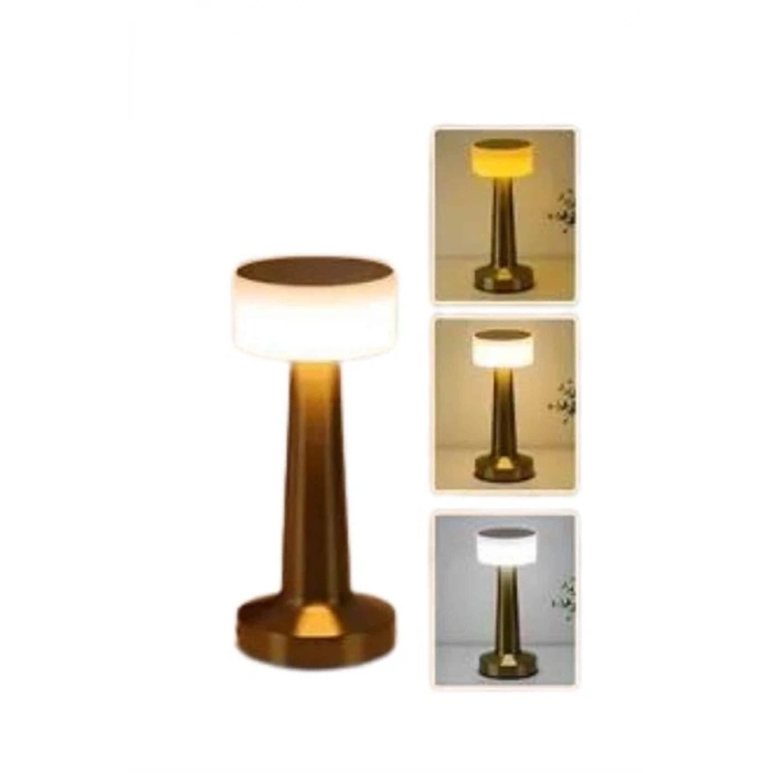 Kablosuz Renkli Masa Ve Gece Lambası Altın Rengi Dokunmatik Led Lamba