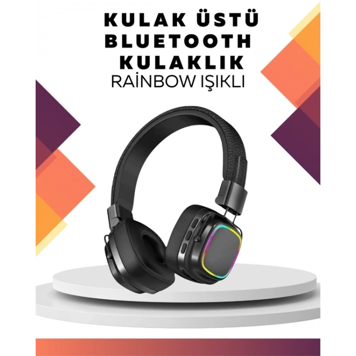 Kablosuz Rgb Işıklı Katlanabilir Bluetooth Kulak Üstü Kulaklık