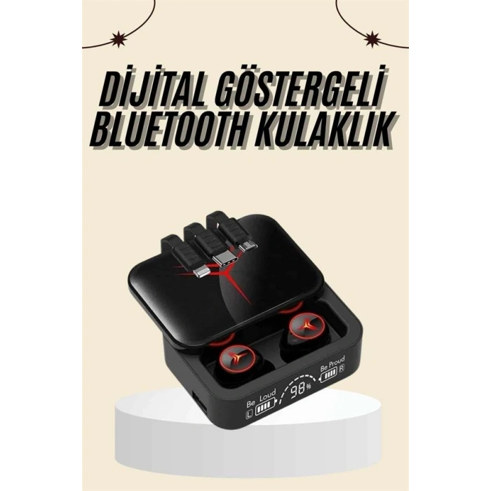 Kablosuz Şarj Göstergeli Powerbank Özellikli Bluetooth Kulaklık Çağrı Cevaplayabilen