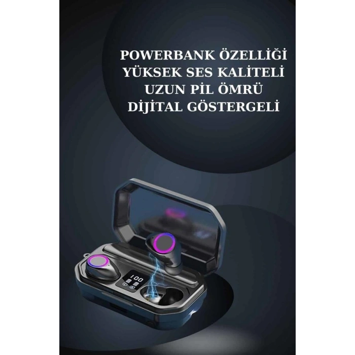 Kadınlar İçin 3 Kordonlu Akıllı Saat Ve Dijital Göstergeli Powerbankli Bluetooth Kulaklık Dokunmatik Kontrol