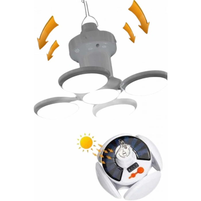 Kamp Lambası Güneş Enerjili Solar 5 Kanatlı Katlanır Lamba Karavan