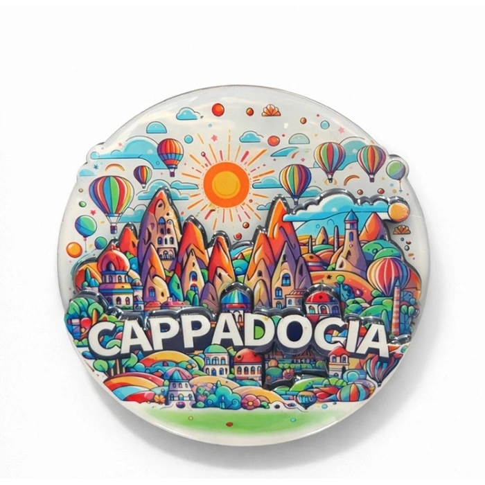 Kapadokya Temalı Ahşap Buzdolabı Magneti Model 3