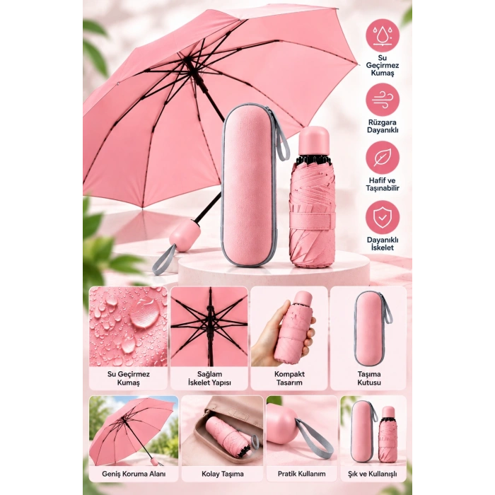 Kapsül Şemsiye Pembe