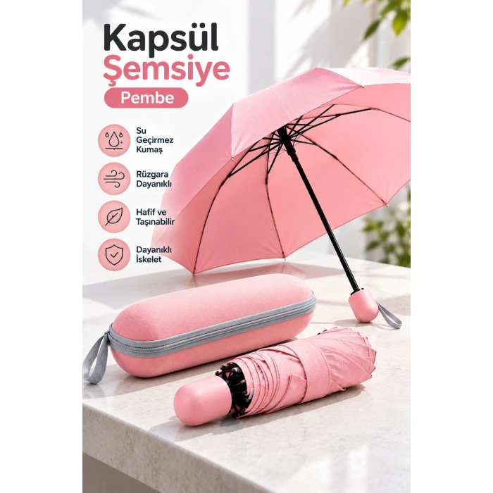 Kapsül Şemsiye Pembe
