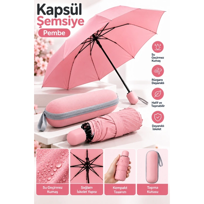 Kapsül Şemsiye Pembe