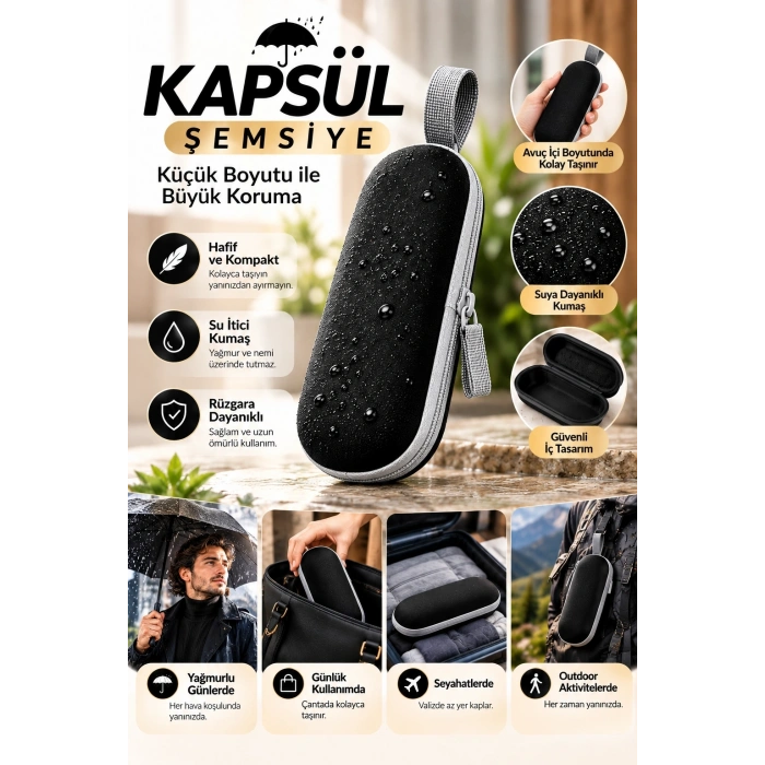 Kapsül Şemsiye Siyah