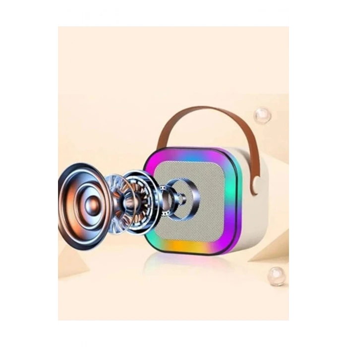 Karaoke Kablosuz Hoparlör Mikrofonlu Rgb Işıklı Bluetooth Speaker Tf Kart/usb Siyah