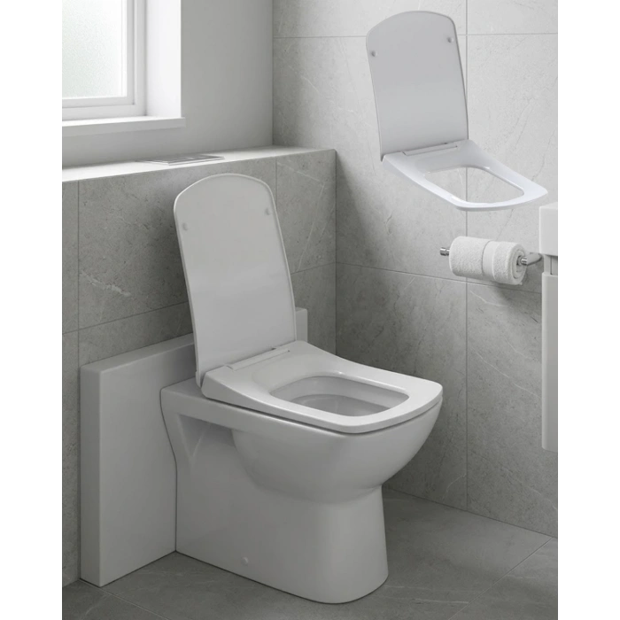 Kare Slim Klozet Kapağı Sessiz Kapanma Dayanıklı Tasarım