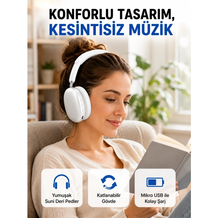 Katlanabilir Bluetooth V5.0 Kablosuz Kulaklık | 400 Mah, Gürültü Azaltma Yeni Nesil