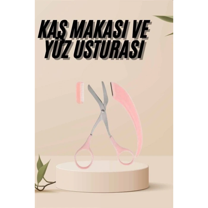 Kavisli Kaş Kirpik Düzeltici Bıyık Alma Taraklı Kaş Makası Yüz Bakım Seti Makas