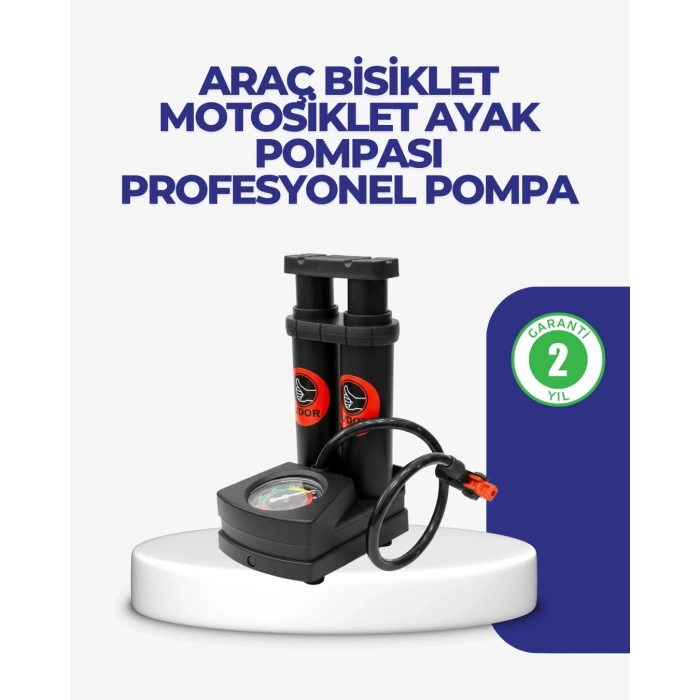 Kaymaz Pedallı Ayaklı Hava Pompası Tüm Supap Uyumlu